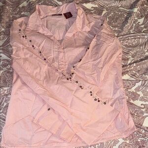 Vintage Jordache Pink Floral Embroidered Blouse